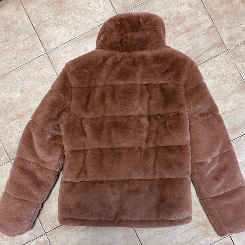 Like New! 7 for All Mankind Plush Brown Faux Fur Jacket. Warm! - Picture 3 of 8